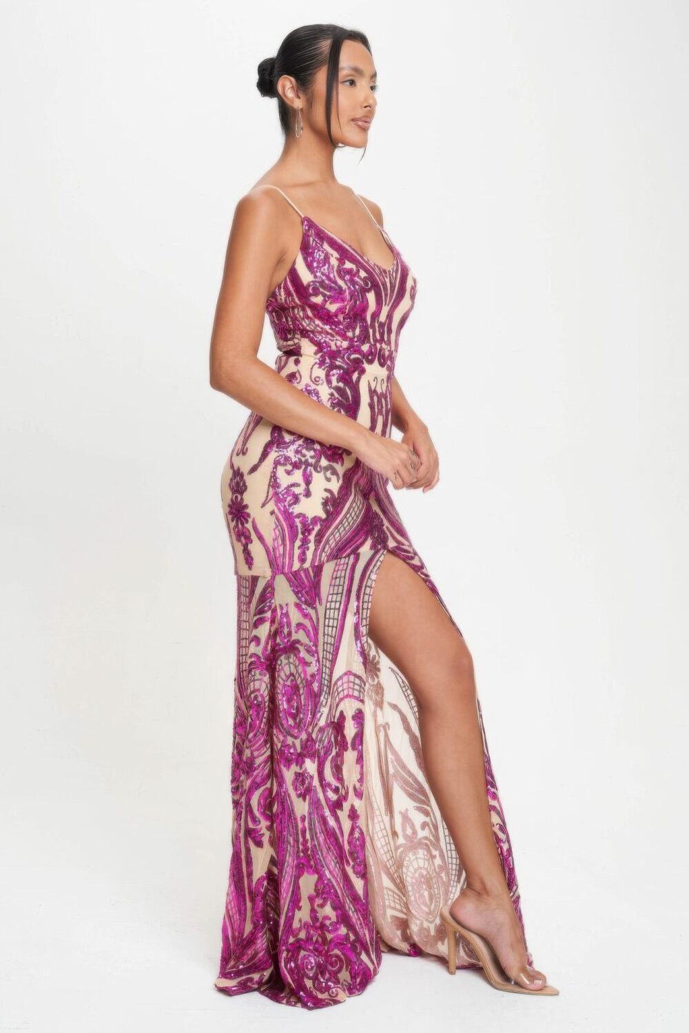 Spaghetti Strap Art Deco Sequins Maxi Dress - Image 13