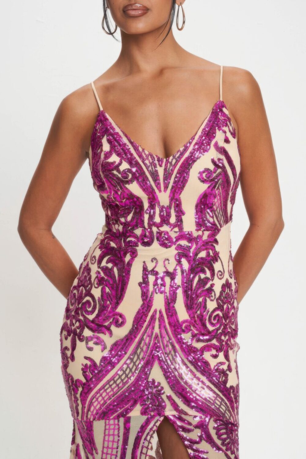 Spaghetti Strap Art Deco Sequins Maxi Dress - Image 14