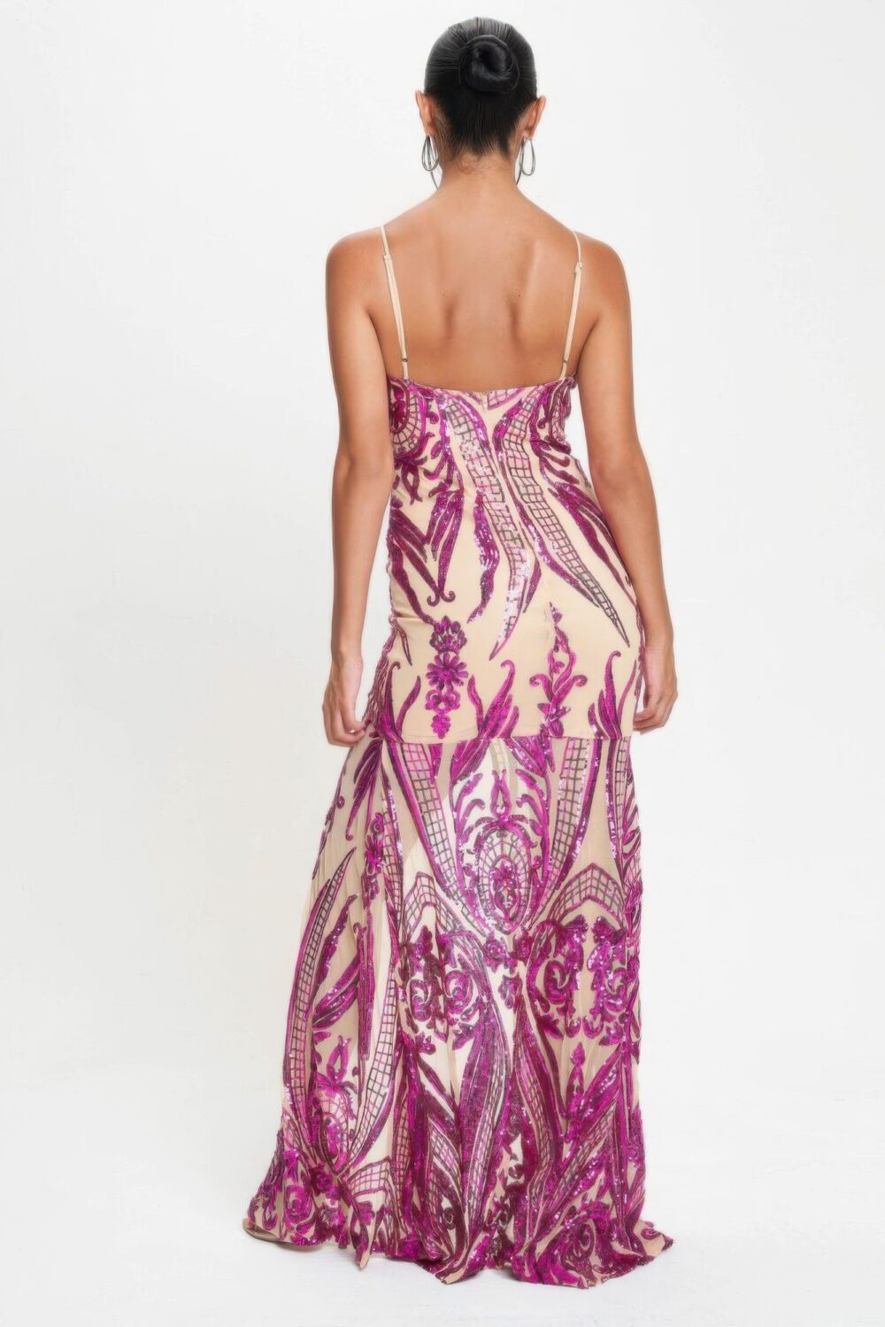 Spaghetti Strap Art Deco Sequins Maxi Dress - Image 15