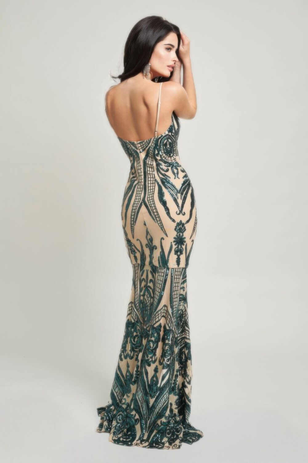 Spaghetti Strap Art Deco Sequins Maxi Dress - Image 10