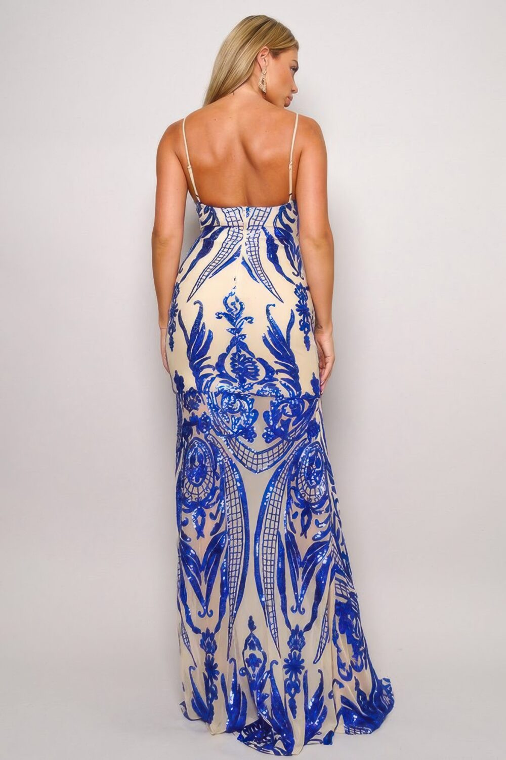 Spaghetti Strap Art Deco Sequins Maxi Dress - Image 5