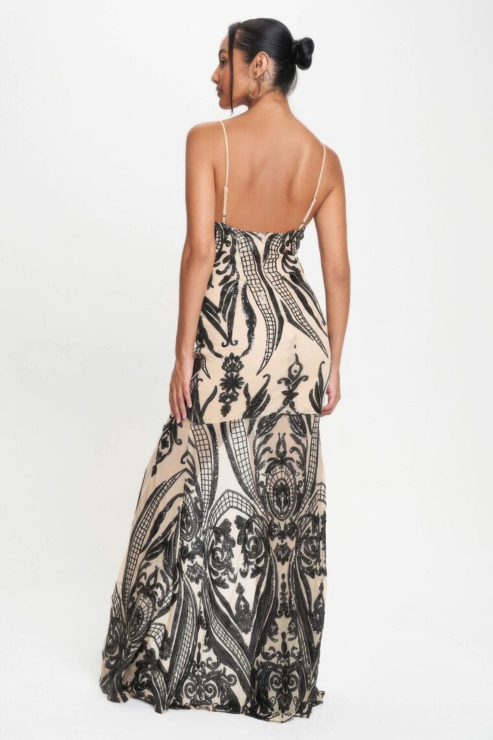 Spaghetti Strap Art Deco Sequins Maxi Dress - Image 20