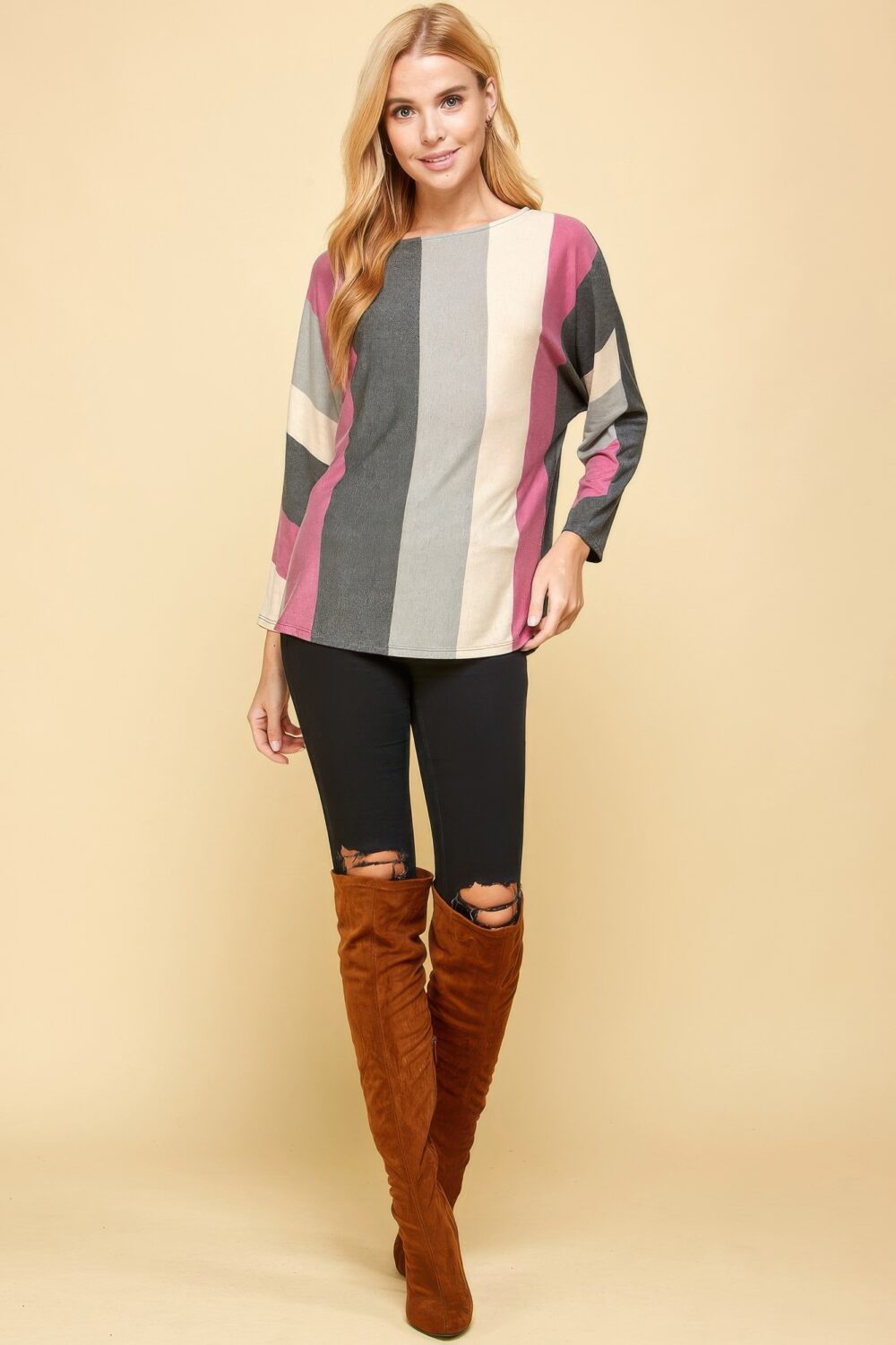 Striped Dolman Sleeves Top - Image 7