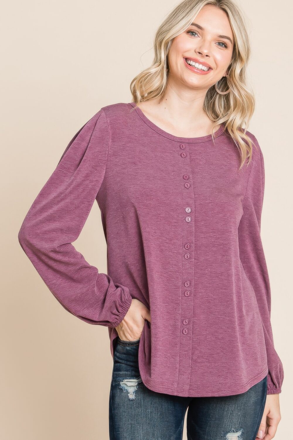 Solid Tr Spandex Long Sleeve Top - Image 4