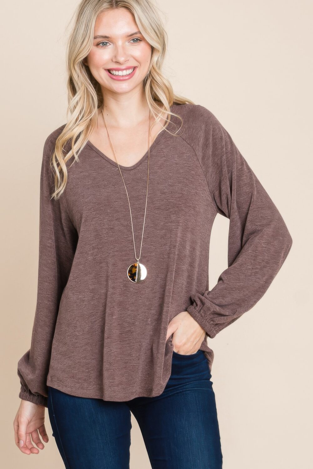 Casual V Neck Basic Long Sleeve Top - Image 13